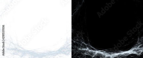 Foto Halloween spider web frame, realistic dark silhouette, creepy frame, background in PNG format