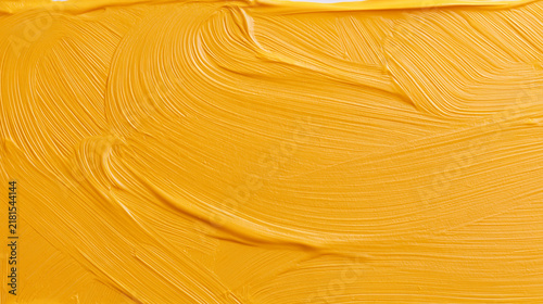 Yellow Acrylic Paint Texture with Brushstrokes Background