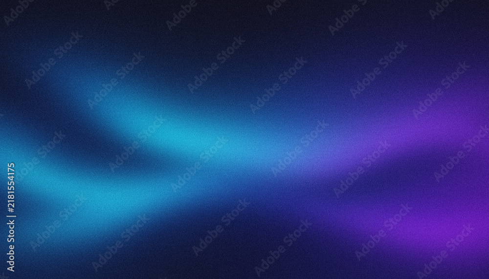 Obraz premium Abstract gradient background panoramic dark style with flowing glowing vibrant cyan, electric blue and indigo purple light waves and grainy texture