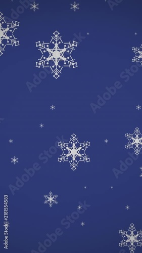 Animation of snowflake icons in seamless pattern against copy space on blue background