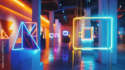 Neon art installation gallery interior