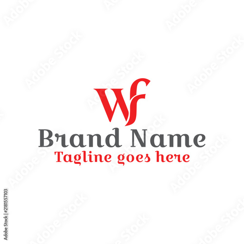  WF letter logo. Fully vector file. CMYK color mode. Editable color. Easy to download.