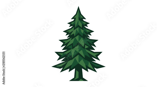 Stylized evergreen pine tree illustration with bold lines.