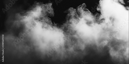 Bild auf Leinwand Wispy white smoke cloud floating on a black background with isolated smoke fog e