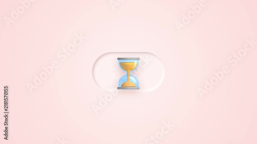Hourglass animation icon rendering with soft pastel pink backdrop and minimalist modern design for UI