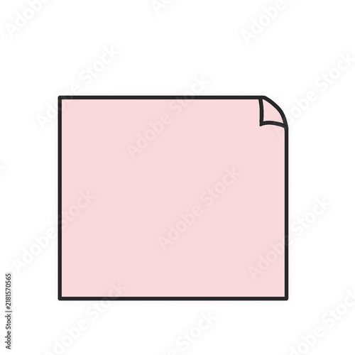 やわらかいピンク色のめくれた付箋紙イラスト（メモ）