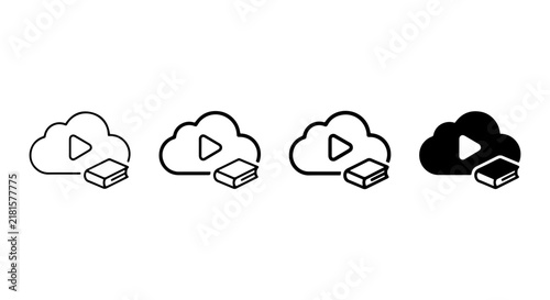 Cloud Storage Icons, Digital Media Play Button, Data Archive Vector Set