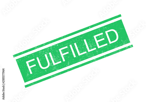 Obraz na plátně Green fulfilled stamp with bold white text on transparent background
