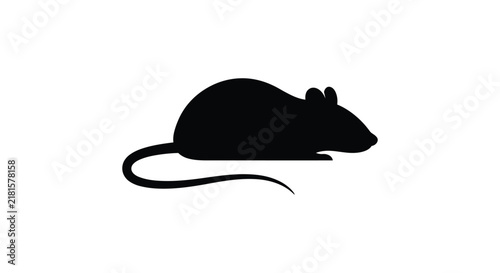 Black silhouette of a mouse against a white background