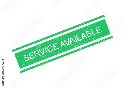 Green service available stamp with white text on transparent background