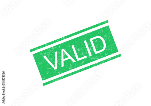 Green valid stamp seal with white text on transparent background