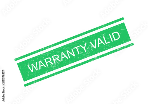 Green warranty valid stamp or seal with bold white text