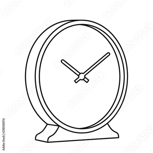 Minimalist White Table Clock with Black Outline.eps