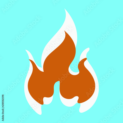 Stylized orange fire flame icon on light blue background.