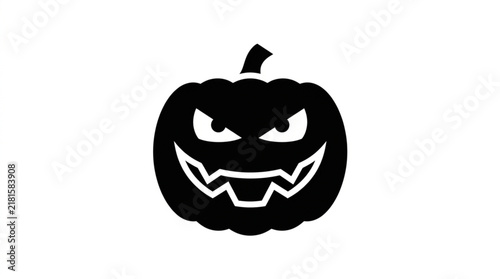 Obraz na plátne Spooky Black Halloween Pumpkin Silhouette with Evil Grin.