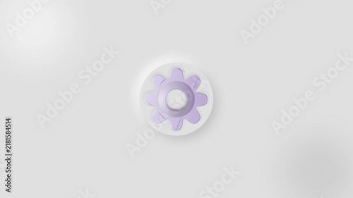 Gear animation icon rotating smoothly on a clean white background, representing mechanical settings, engineering, technology development, and industrial operations in a modern digital workspace style