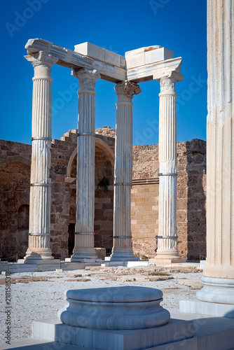 Columns in Side's Old Town, temple remains, Turkey