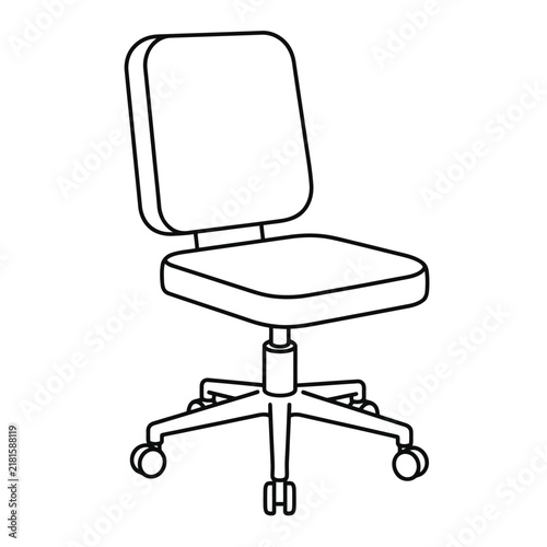 Minimalist Office Chair Front Three-Quarter View Vector Illustration.eps