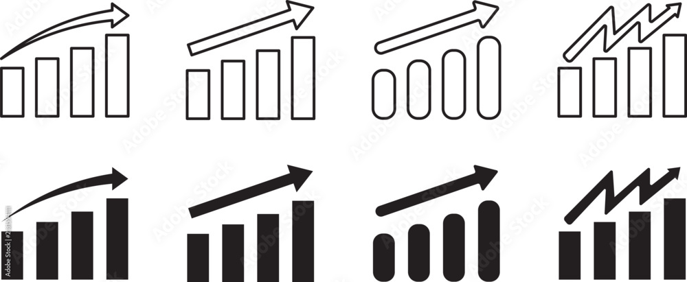 Fototapeta premium Set of business growth charts, financial progress, Financial growth charts and business success icon
