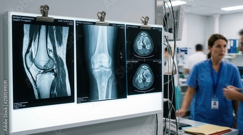 Medical Imaging Analysis In A Modern Healthcare Setting With Professionals Discussing Results