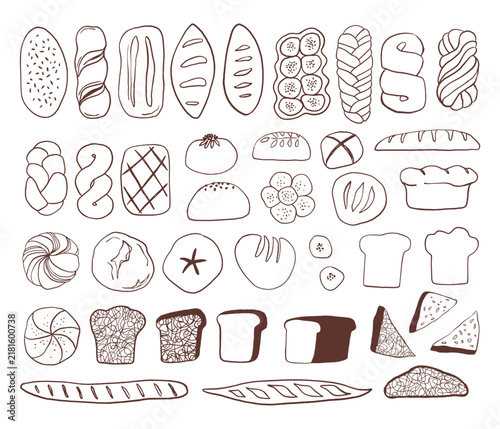 Set of different bread types