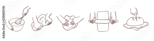 Vector bakery line art illustrations