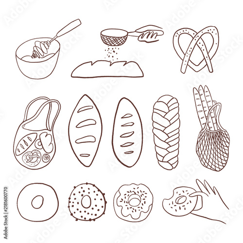 Set of different pastry and bread