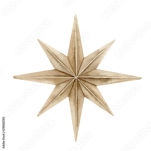 Fotografie Paper Christmas star ornament watercolor illustration