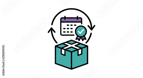 Monthly scheduled package delivery and subscription logistics icon.