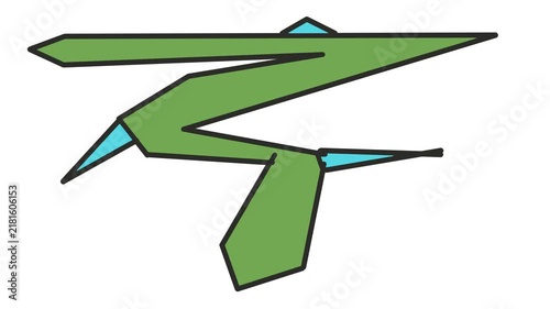 An angular branch, sprout, or liana with blue thorns changes on the screen.