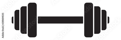 Black barbell silhouette on a white background fitness equipment design and Dumbbell Barbell Weightlifting Fitness Vector Icon