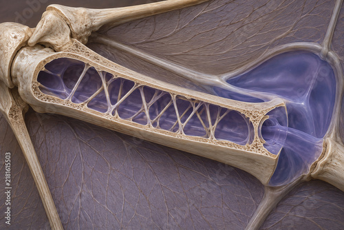 Tapety artystyczne Pneumatic wing bone cross section anatomical illustration