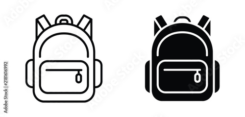 School backpack vector icon set featuring student bags, school supplies, education symbols, and simple modern designs for learning concepts