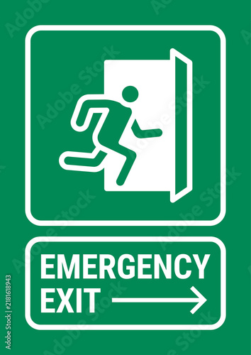 Canvastavla Green emergency exit sign indicating the designated escape route and exit direction to the right for safe evacuation during emergencies