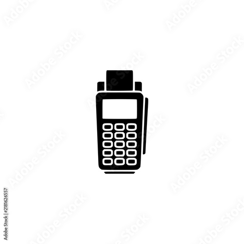 POS terminal icon. Solid black glyph of a card machine for payment checkout.