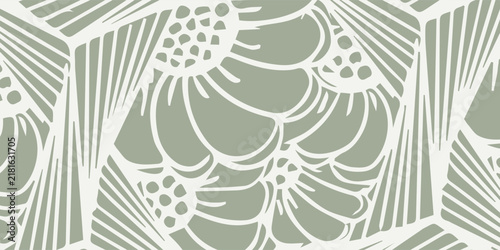 Abstract Geometric Pattern with Interlocking Rectangles and Circles.