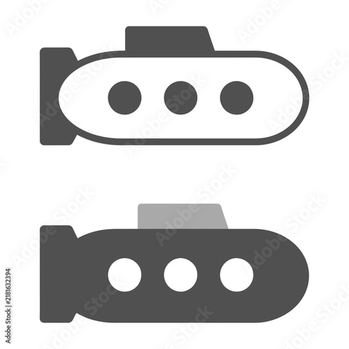 Set of submarine icons in different styles for web and mobile design