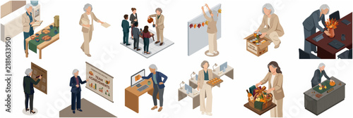 Corporate Thanksgiving Office Culture and Employee Appreciation Isometric Illustration Set