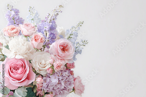 Soft Pink Floral Bouquet on Light Background