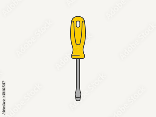 Flathead screwdriver with a yellow handle illustration.