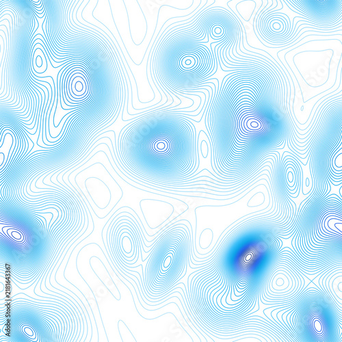 Seamless abstract contour lines pattern in deep ocean blue gradient from sky to navy, tileable topographic background for technology and corporate design, transparent background