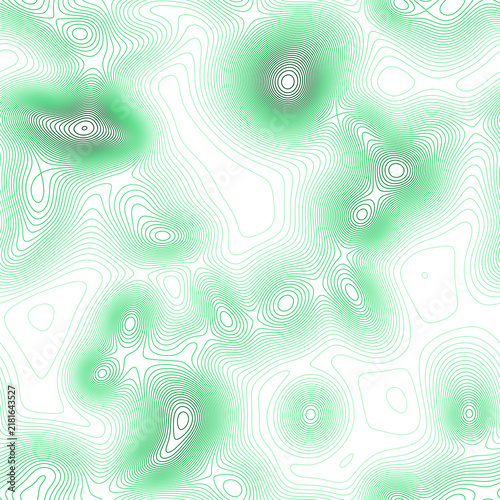 Seamless abstract contour pattern in rich emerald and forest green gradient, tileable topographic line background for nature, eco and sustainability design projects, transparent background