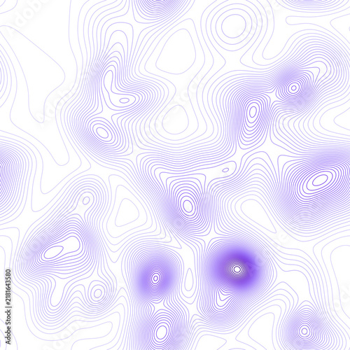 Seamless contour line pattern in dreamy lavender and violet purple gradient, tileable abstract topographic background for mystical, beauty and elegant design projects, transparent background