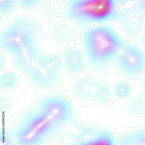 Seamless abstract topographic pattern in playful candy gradient of mint, cyan, violet and pink, colorful tileable contour background for kids, party and fun design, transparent background