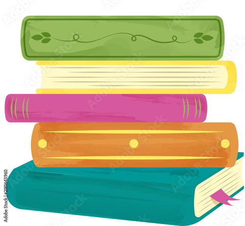 colorful books on white background