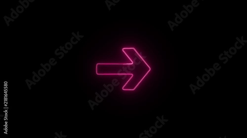 Vibrant pink neon arrow pointing right against solid black background