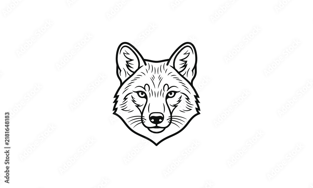 Obraz premium Detailed black and white vector illustration of a wolf head for logo or mascot design concepts