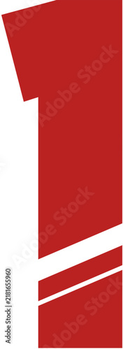 Abstract red geometric shape with bold lines and angles
