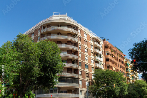A large building with trees around it