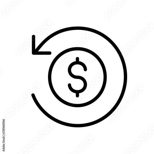 Refund icon, black glyph vector symbol for web and app interface design